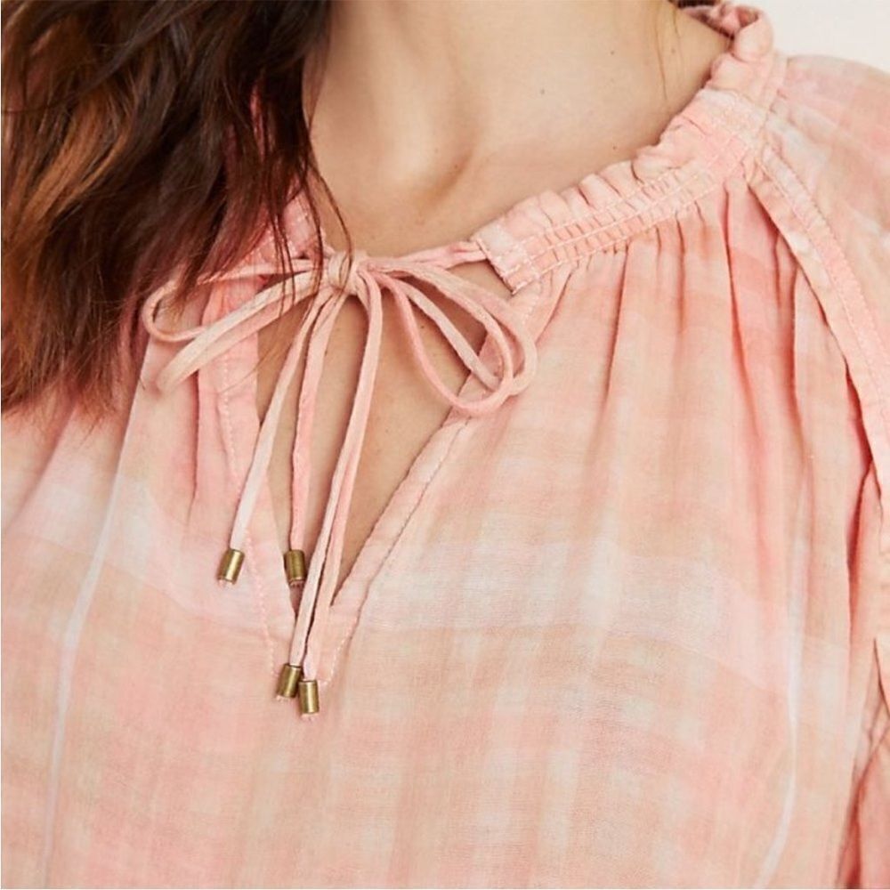 ANTHROPOLOGIE THE BETTE BABYDOLL PEASANT BLOUSE IN CORAL PINK SIZE SMALL EUC - Picture 4 of 10